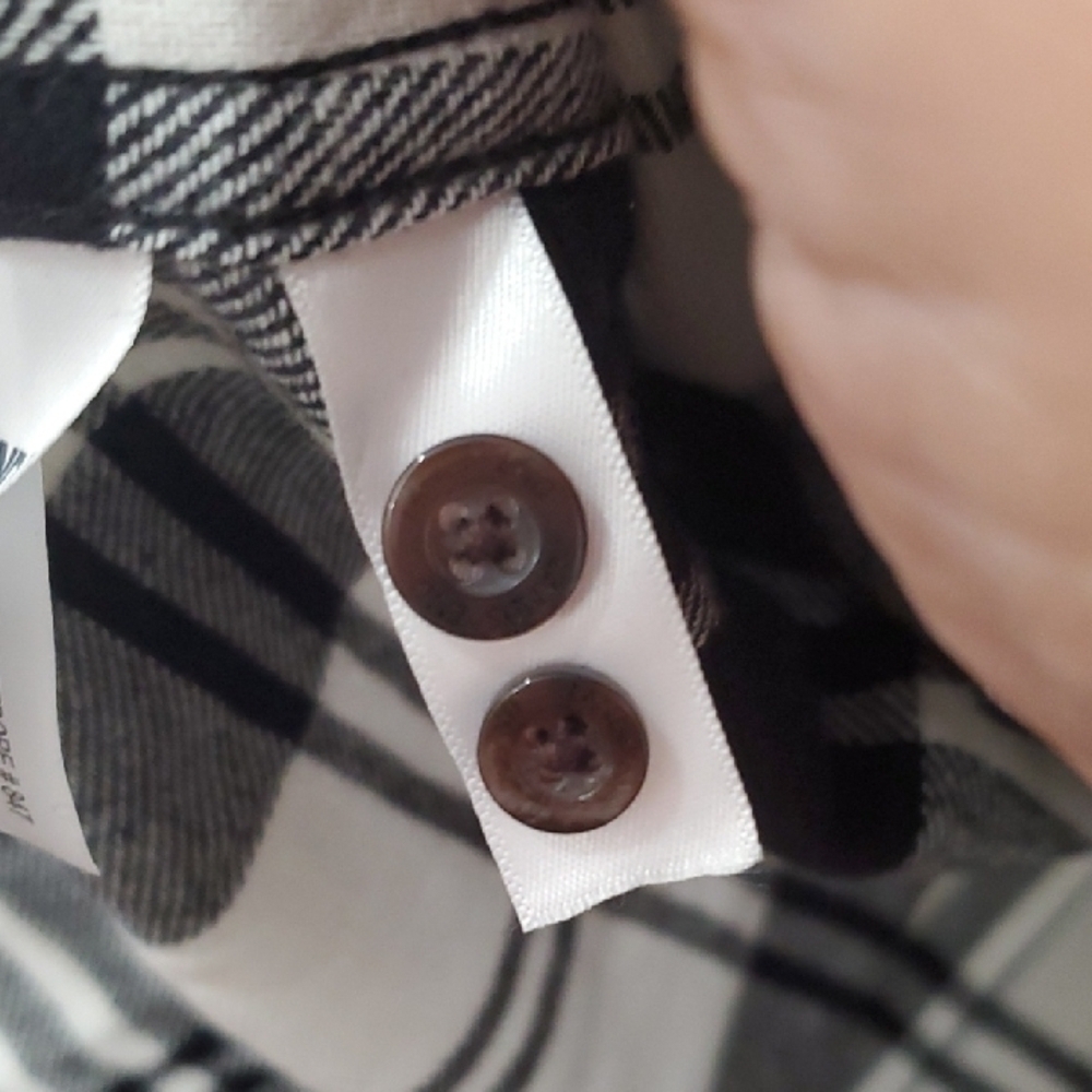 Lands' End Flannel Nwt Black and White Checkered Men's Shirt - Picture 11 of 11